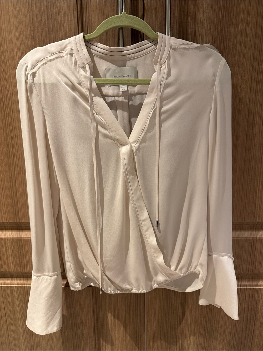 Brochu Walker Cream V-Neck Tie-Front Blouse